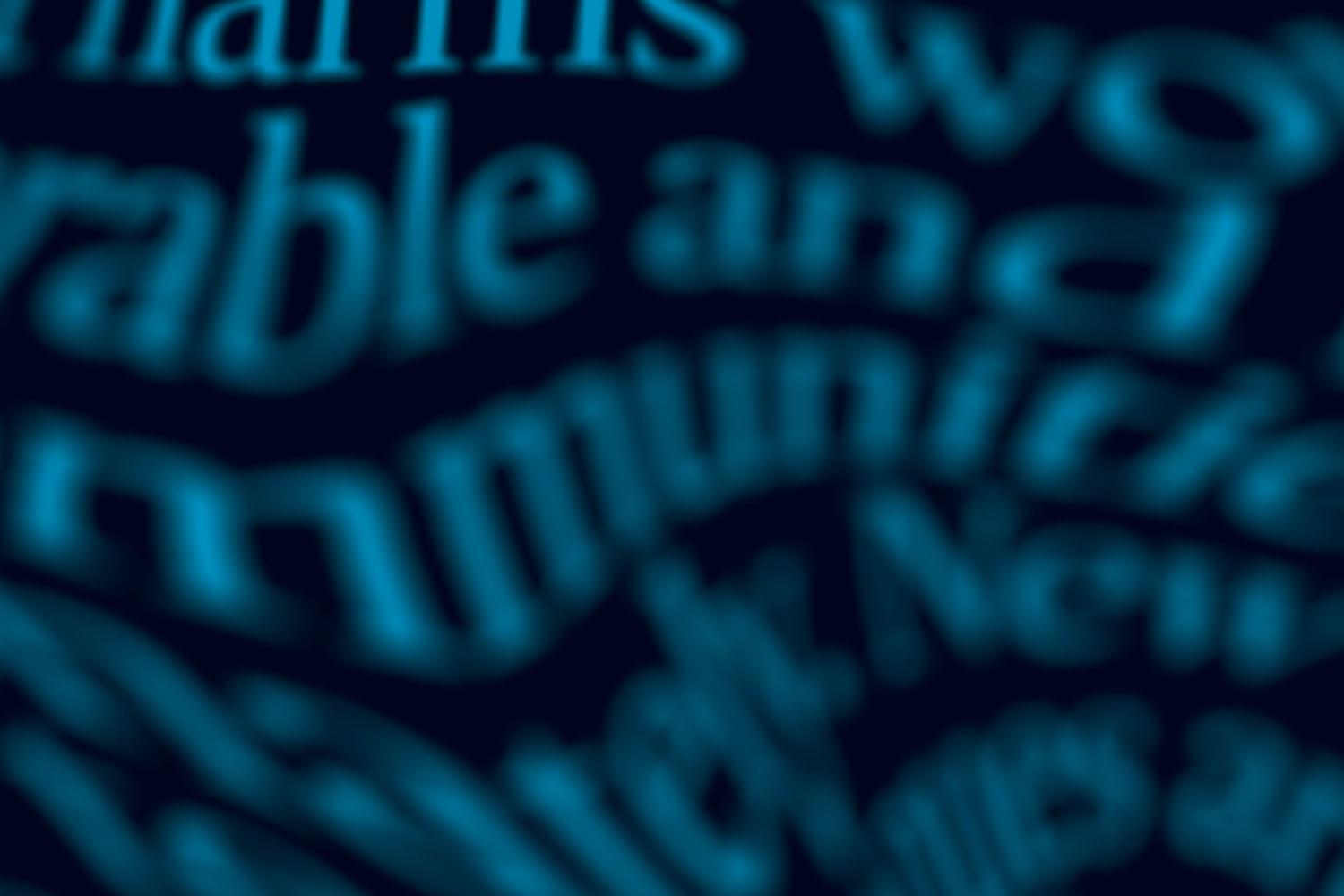 Purposely blurry blue words on a black background.