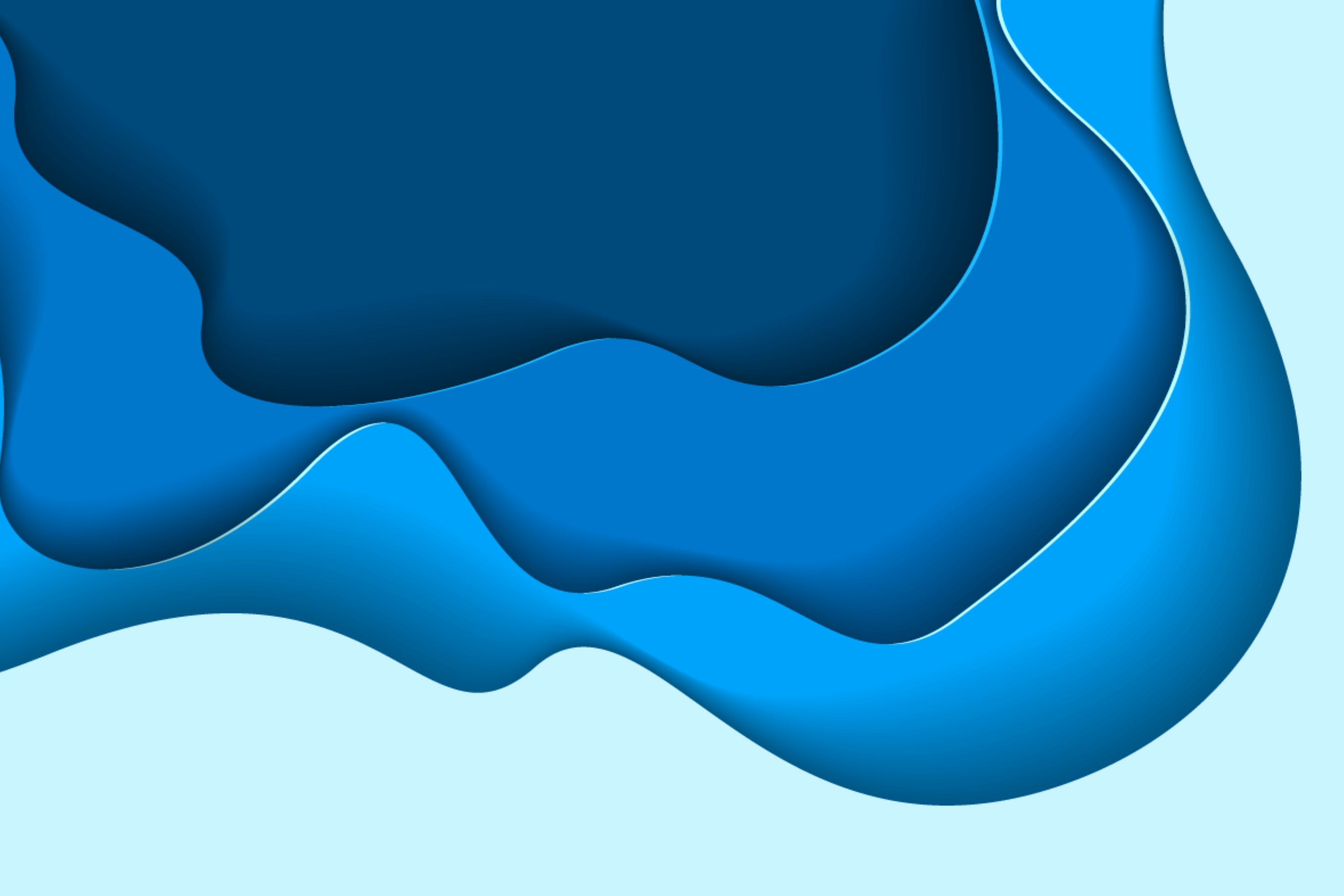 An abstract illustration revealing different layers of color. Swaths of blue, undulating shapes meet and overlap.