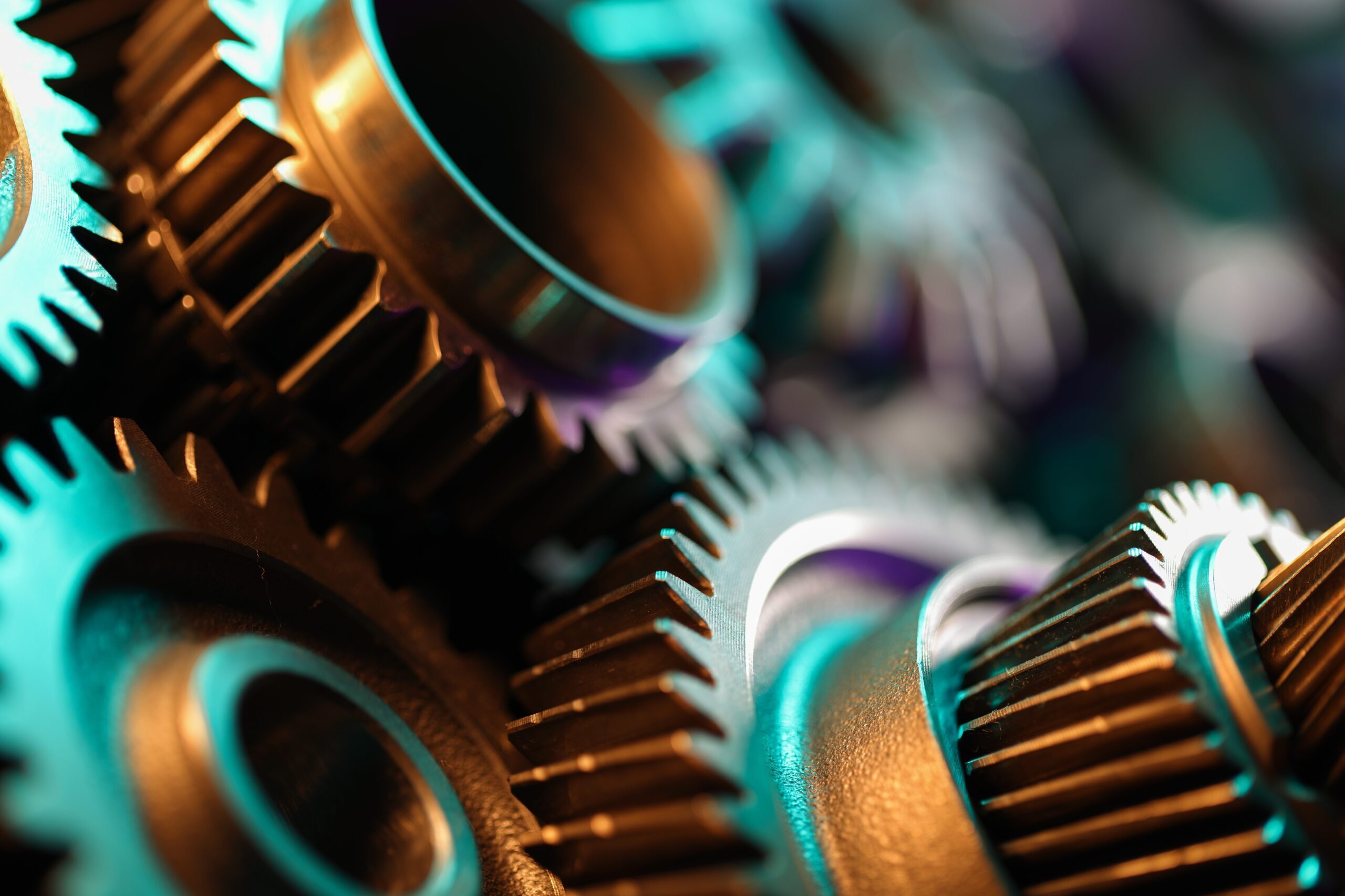 A close-up photo of gears in a machine