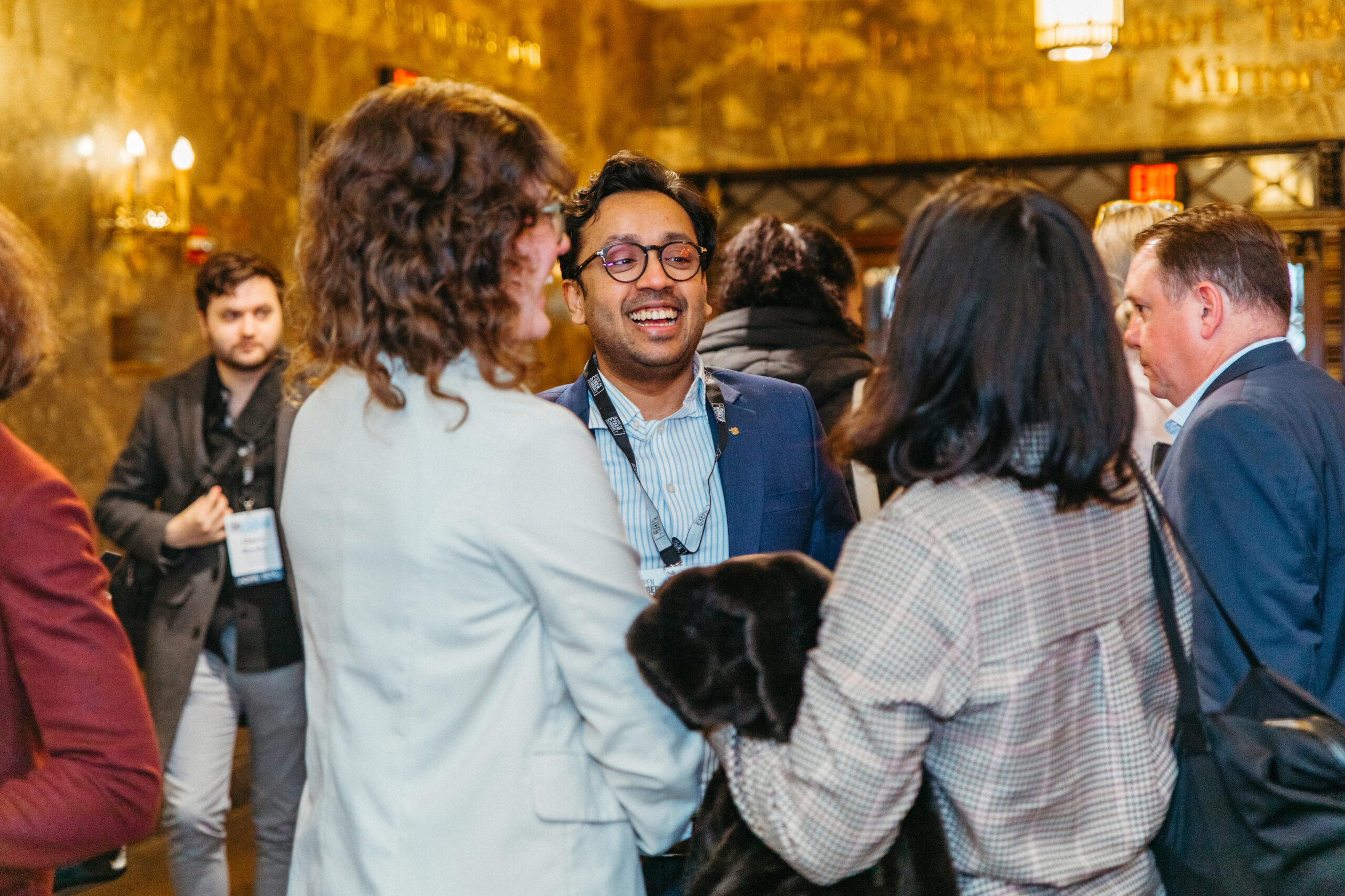 Attendees checking in for the 2023 Aspen Cyber Summit in New York City.