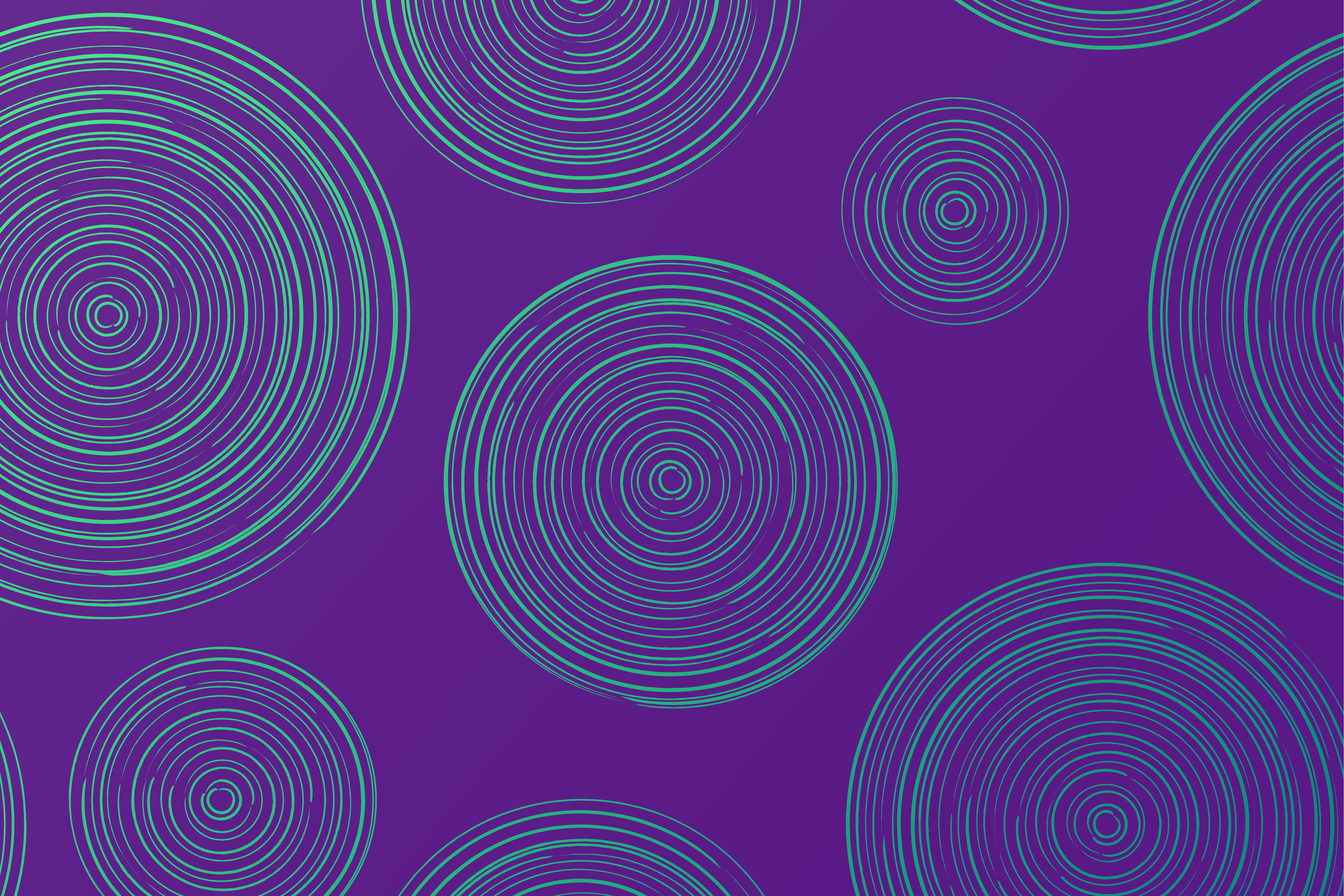 An illustration of green whorls on a purple background.