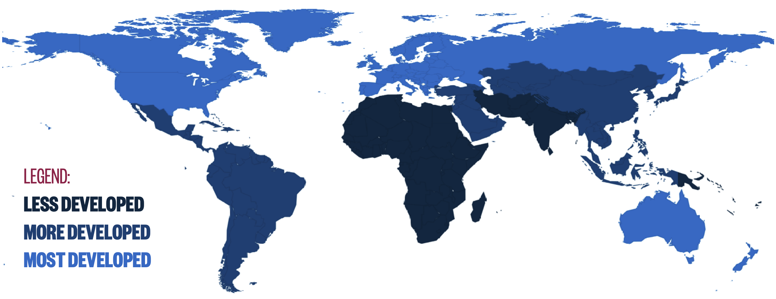 World map with different color coding for the three region clusters.
